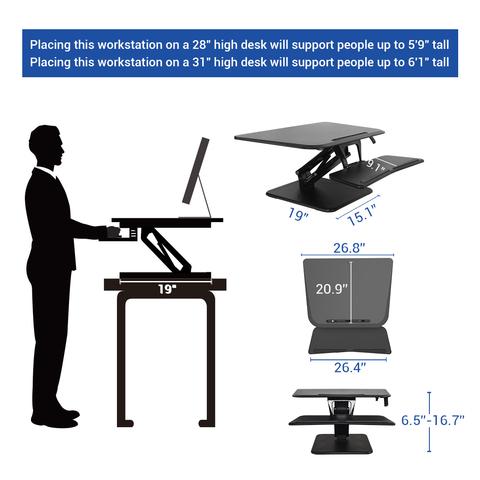 Image of FlexiSpot F3 27" - Compact Series Standing Desk Converter - F3B / F3W / F3N