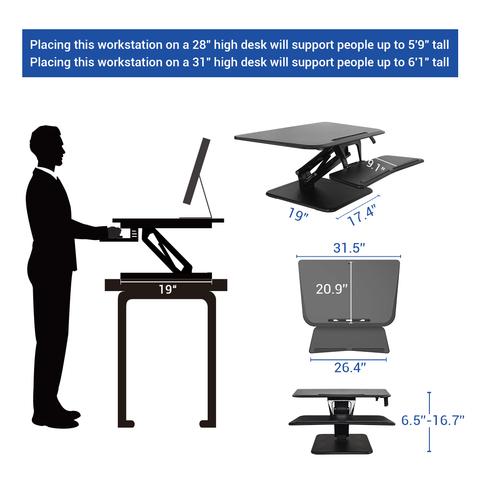 Image of FlexiSpot F3M 32" - Standing Desk Converter - Compact Series F3MB F3MW F3MN