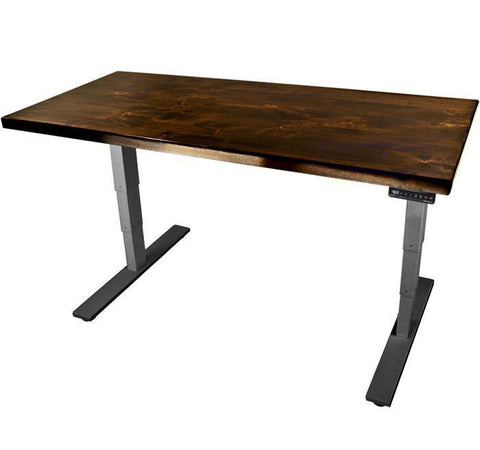 Image of UPLIFT 900 Height Adjustable Standing Desk in Solid Wood - Knotty Alder