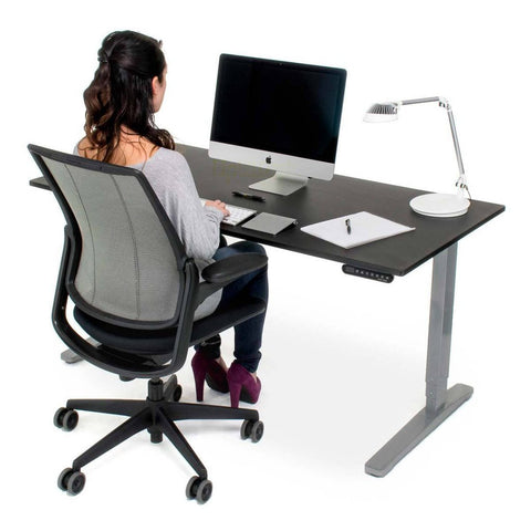 Image of UPLIFT 900 Height Adjustable Standing Desk in Mahogany Laminate