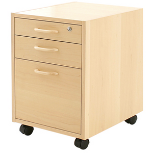 CONSET PED 3A400 MOBILE PEDESTAL, 3 DRAWERS, MAPLE OR BEECH VENEER