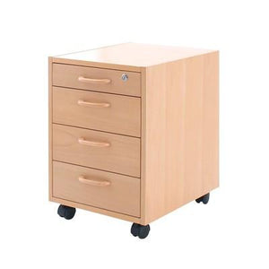 CONSET PED 4A400 MOBILE PEDESTAL, 4 DRAWERS, MAPLE OR BEECH VENEER